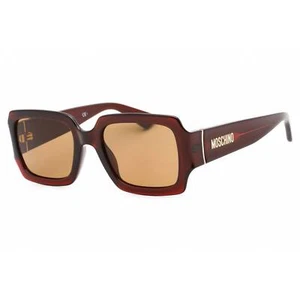 Moschino Women's Sunglasses Red Rectangular Frame Brown Lens MOS063/S 0C9A 70 - Picture 1 of 2