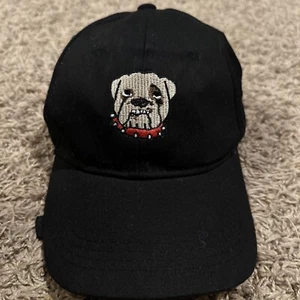 Bull Dog Hat Bulldog Embroidered Adjustable Mens Cap Strap back Black - Picture 1 of 6
