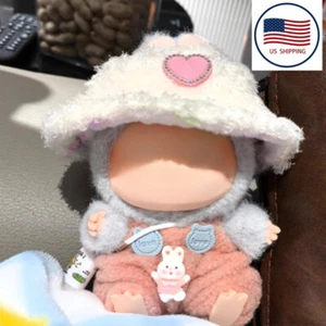 Clothes for 17cm Lububu Clothes Set -Velvet Heart Hat, Mini Water Bottle, Romper - Picture 1 of 11