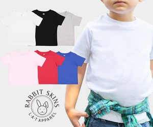 3301T Unisex Toddler Kids Basic Cotton Jersey Tee Plain Crew Neck T-Shirt - Picture 1 of 7