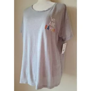 Junk Food Women T-Shirt Medium New NWT Embroidered WE ARE FAMILY Boxy Oversized - Picture 1 of 7