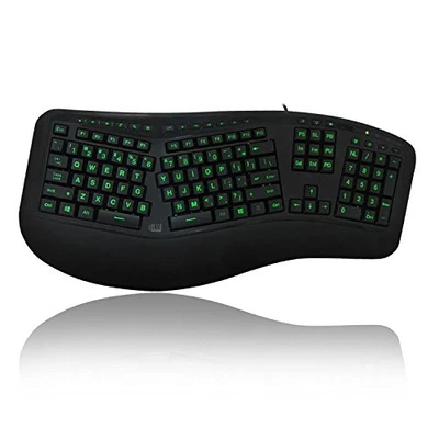Adesso Tru-form 150 - 3-color Illuminated Ergonomic Keyboard - Cable - Black - - Image 1 of 4