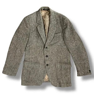 Vtg Orvis Harris Tweed Blazer Wool 3 Button Herringbone Jacket Derby Trad Sz 44 - Picture 1 of 11