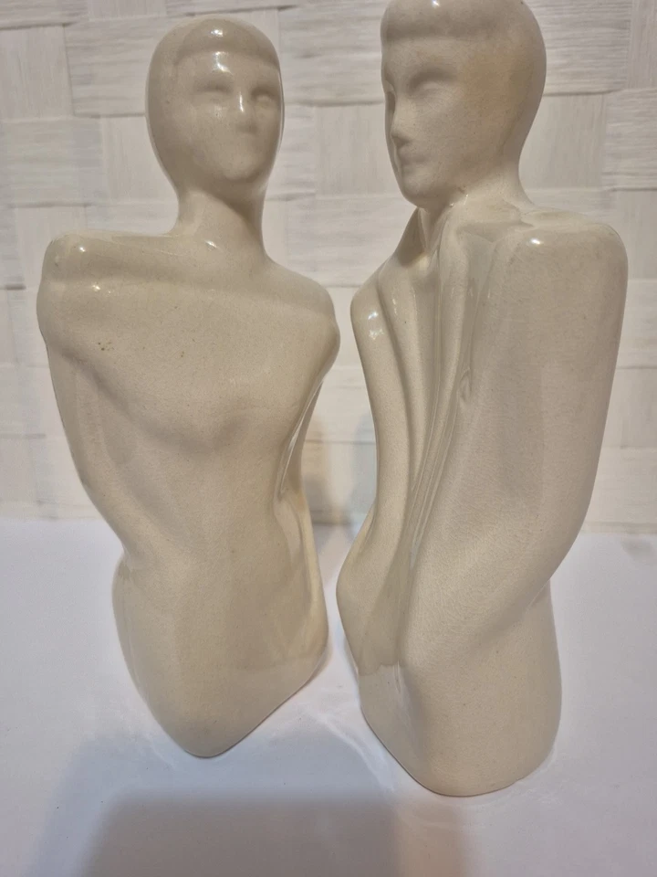 Vintage Art Deco 80’s Lindsey B Balkweill Styled Rick Rachel Ceramic Statues - Image 1 of 4