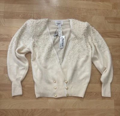 Suéter Cárdigan Vintage Años 80 Sideffects of California Lana de Cordero/Angora Nuevo con Etiquetas Lg Foto 1 de 4