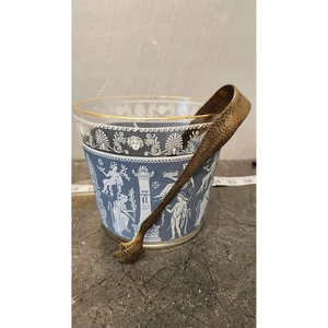 Vintage Jeanette Blue Corinthian Wedgewood Bar Set Eiskübel mit Zangen Schnapsglas Set - Bild 1 von 9