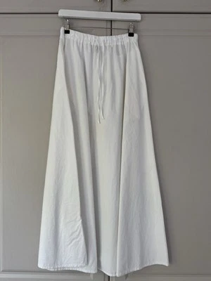 H&M Poplin White Cotton Skirt With Pockets Elasticated Drawstring XS Fit small - Image 1 of 4