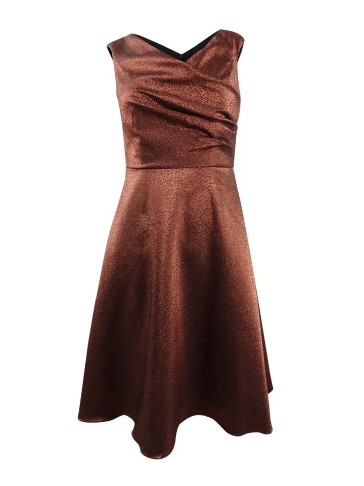 Adrianna Papell Womens Brown Sleeveless Knee Length Fit Flare Party Dress 6