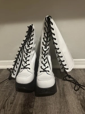 (NEW) White Demonia Boots Women Size 9 (NEVER WORN) - Image 1 of 4
