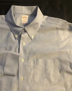 Brooks Brothers Shirt Mens 18-34 Blue Non Iron Supima Cotton OCBD Long Sleeve - Picture 1 of 7