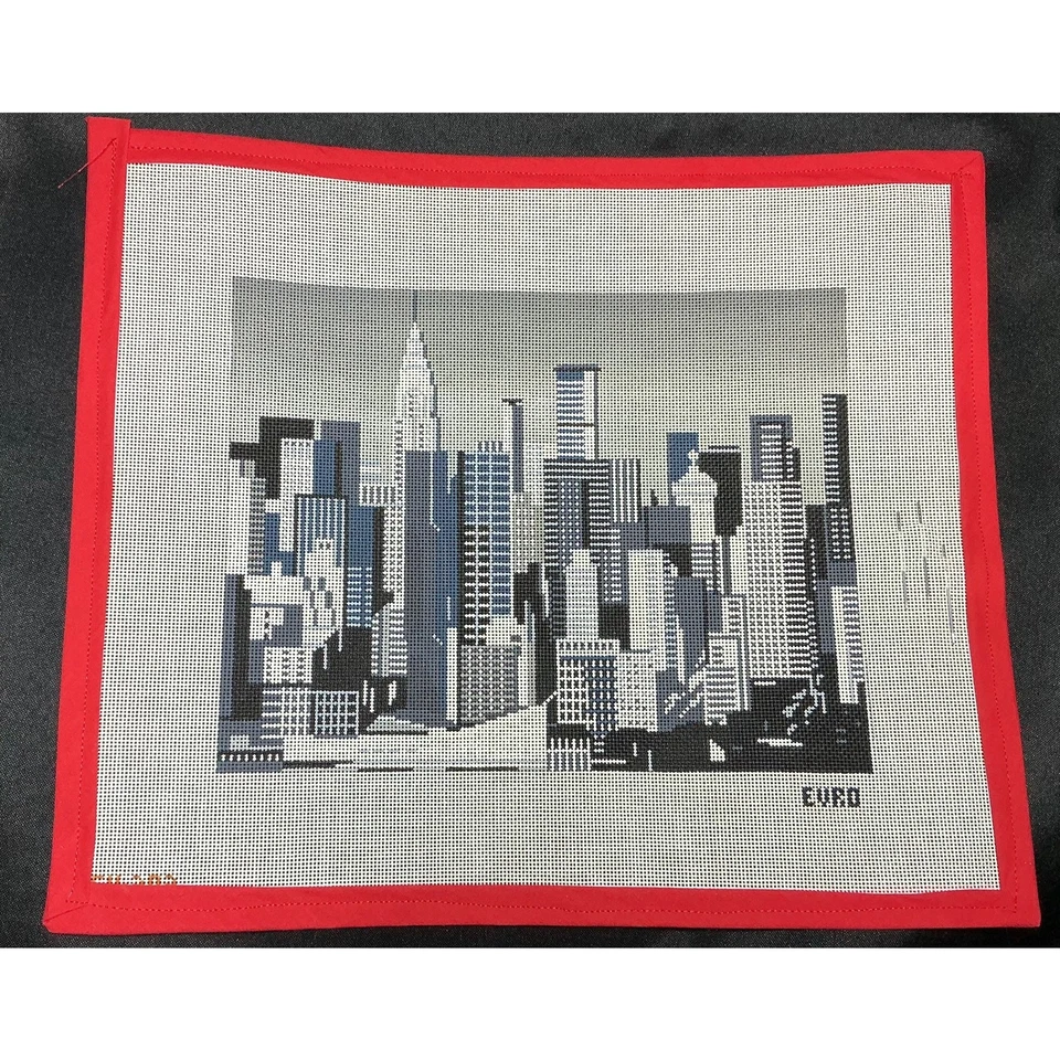 Lienzo Needelpoint Skyline de la ciudad de Nueva York - 18 mallas - blanco y negro y azul Foto 1 de 1