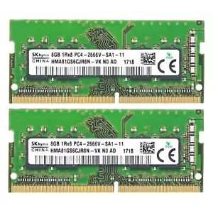 Hynix 16GB 2X8GB DDR4 PC4-21300 DDR4-2666MHz SODIMM Memory Ram HMA81GS6CJR8N-VK - Picture 1 of 6