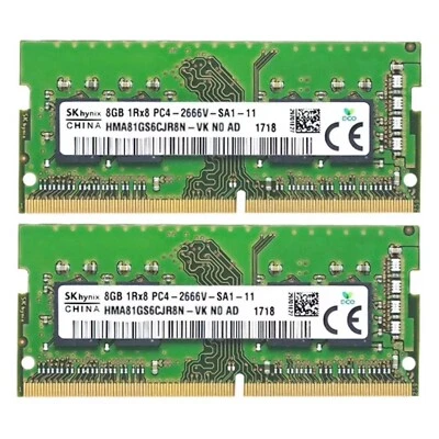 Hynix 16GB 2X8GB DDR4 PC4-21300 DDR4-2666MHz SODIMM Memory Ram HMA81GS6CJR8N-VK - Image 1 of 4