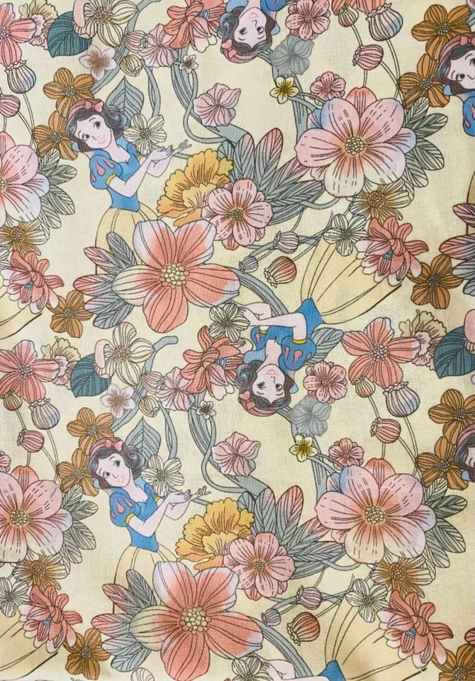 100% Cotton Mask Fabric NEW Disney Princess Snow White Floral sold by 1/2 yard  - Image 1 of 1