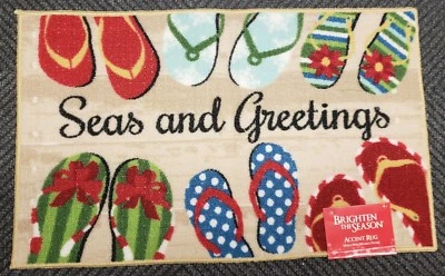 ALFOMBRA DE COCINA DE NYLON IMPRESA (antideslizante) (18"x30") 12 chanclas, mares y saludos, ee Foto 1 de 4