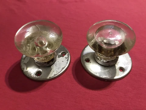 Rare vintage Soviet transparent glass door handles USSR 1970s Cover