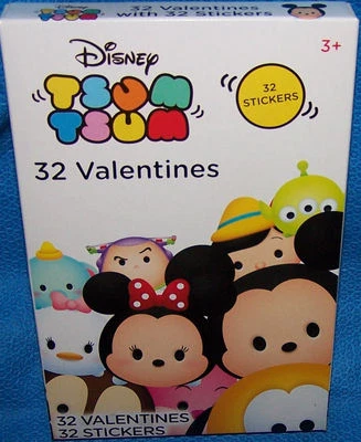 Valentines Day Cards (Box of 32) Disney Tsum Tsum with Stickers - Image 1 of 2