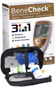 BENECHECK 3in1/PEMPA GLUCOMETRO + STRIPS colesterolo acido urico ZUCCHERO SANGUE - Foto 1 di 24