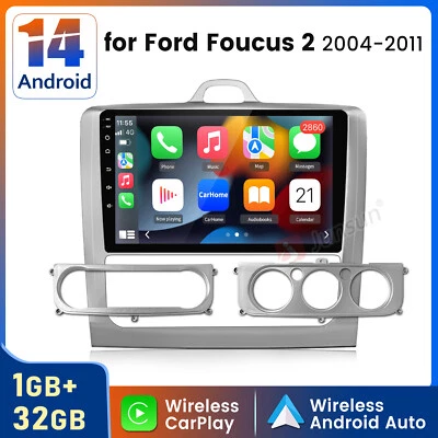 JUNSUN Android 14 Car Stereo Radio GPS Navi RDS BT Carplay For Ford Focus Mk2 2004-2011