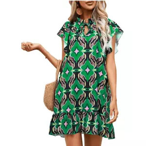 NWOT Shein Sleeveless Tiered Boho Knee Length Ruffle Hem Vacation Dress Size 1XL - Picture 1 of 16