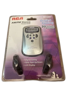 RCA RP 1667 Digital Tuning Personal AM/FM Stereo Radio With Wired Headphones New - Picture 1 of 7