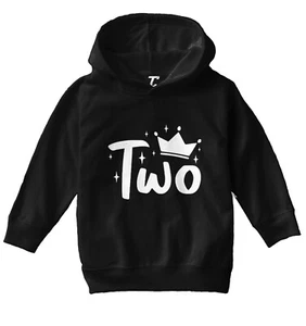 Two With Crown - Birthday Royalty King Queen Years Old Toddler/Youth Hoodie - Picture 1 of 12