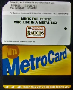 Carta metropolitana di New York scaduta IN PERFETTE CONDIZIONI PER PERSONE CHE CAVALCANO IN UNA SCATOLA DI METALLO, ALTOIDS - Foto 1 di 1