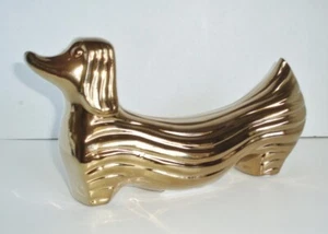11" Modern Metallic Finish Dachshund Statue – Gold  - Picture 1 of 8