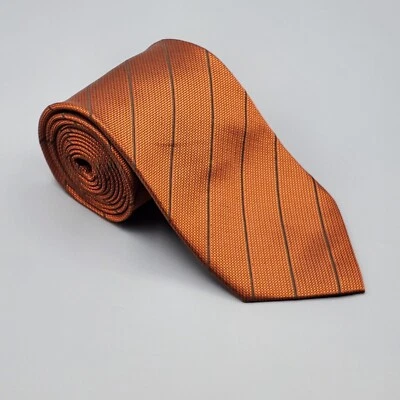 Giovanni Galli Orange Microfiber Tie Striped 3.5” Wide 58.5” Long - Image 1 of 4