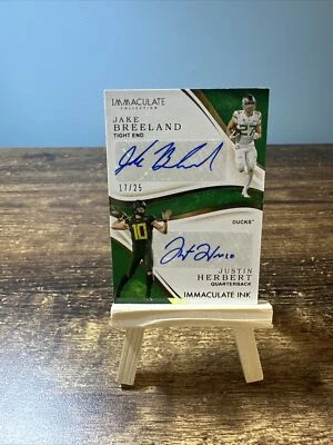 🔥2020 Immaculate Collegiate Justin Herbert Jake Bree Land Ink Dual Auto /25🔥 - Image 1 of 2