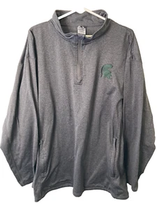 Pullover Michigan State Para Hombre Grande Gris 1/4 Cremallera Manga Larga Cuello Simulado Espartano - Imagen 1 de 11