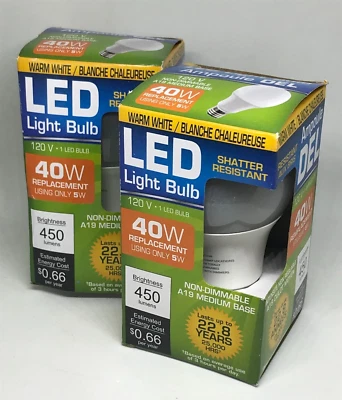 LED Light Bulb  | 40 watt bulb | Lot of 2 | Shatter Resist Bulbs|  USA - Image 1 of 3