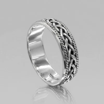 Anillo celta de plata esterlina para hombre - banda irlandesa trenzada joyas tallas 4-15 Foto 1 de 4
