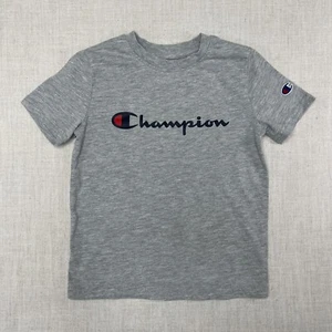 Champion Boys T Shirt Size 6 Gray Logo Short Sleeves - Picture 1 of 7