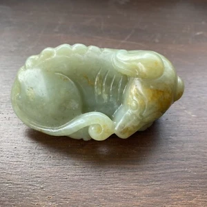 A Pale-Celadon-White recumbent Chinese Jade dog canine 18-19th century Qing pd - Picture 1 of 18