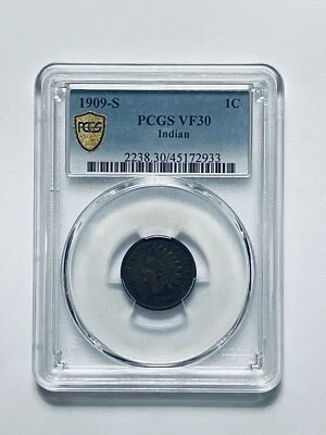 1909-S Indian Head Cent PCGS VF30 - Image 1 of 4
