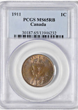 1911 Canadian 1C Large Cent King George V PCGS MS65RB