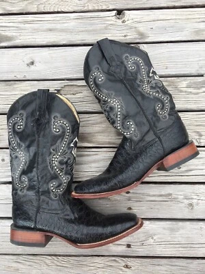Ferrini Leather Western Cowboy Boots Black Embroidered 4239305 Size 12 D Men’s - Image 1 of 4