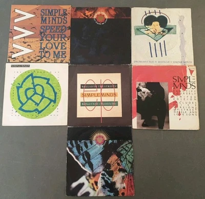 JOB LOT OF 7 X SIMPLE MINDS  7" VINYL SINGLES ALL LISTED AND GRADED - Image 1 of 2