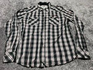 Ed Hardy x Christian Audigier Mens Shirt Large Embroidered Snap Western Plaid - Picture 1 of 9