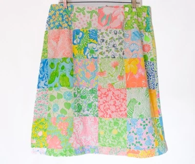 VTG 60s Lilly Pulitzer Patchwork A-Line Skirt Colorful Floral One of a Kind M/L - Image 1 of 4
