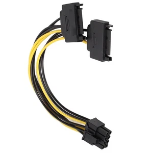 2x Power Cables Dual 15pin To PCIE 8pin Male GPU Power Adapter For Comp NEW - Afbeelding 1 van 12