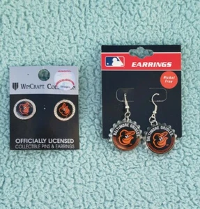 Baltimore Orioles 2 sets Silver Charm Dangle and stud Earrings Set - Picture 1 of 3
