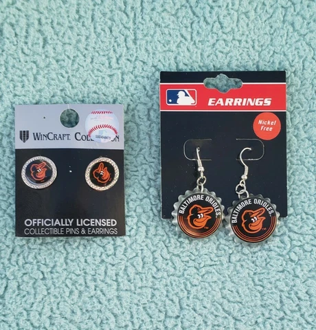 Baltimore Orioles 2 sets Silver Charm Dangle and stud Earrings Set Cover