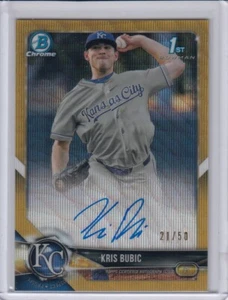 KRIS BUBIC 2018 Bowman Chrome Gold Wave Refractor AUTO #'d 21/50 Rookie Card RC - Picture 1 of 2