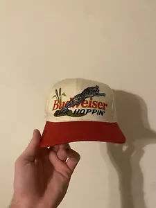 VTG 90s Budweiser Bar Hoppin’ Frog Snapback Hat Embroidered Lilly Pad Commercial - Picture 1 of 7