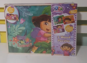 DORA THE EXPLORER 2012 nickelodeon 3 wood puzzles sealed in the box new - Picture 1 of 2