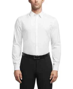 CALVIN KLEIN Steel + White Formal Dress Shirt Stretch Cotton Regular Fit XL 17 - Picture 1 of 2