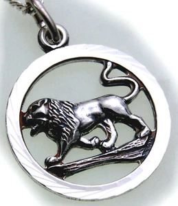 Colgante signo zodiacal león plata auténtica 925 con cadena horóscopo calidad esterlina - Imagen 1 de 6