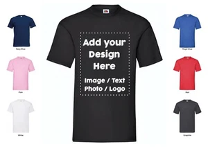 Personalised Printed T-Shirt Add Your Custom Text Logo Images Birthday Gift Top - Picture 1 of 6